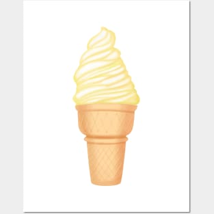 Ice cream in waffle cone Posters and Art